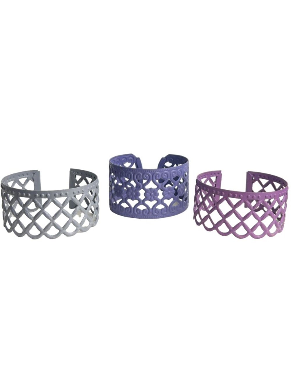 3 Lacy Adjustable Bracelets Hand Painted Pastels for Jewelry Making